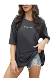 Kadın Beyaz Lets Get Lost Baskılı Oversize T-shirt - 1