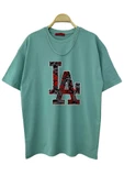 Erkek LA Baskılı Oversize Tshirt - 5