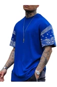 Erkek Duman Gri Kol Desenli Oversize T-shirt - 4