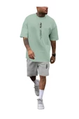 Erkek Dikey Baskılı T-Shirt Şort - 4