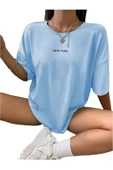Kadın New York Baskılı Oversize T-Shirt - 5