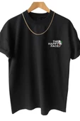 Erkek Siyah Happy Face Baskılı Oversize T-shirt - 1