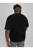 Erkek Göğüs Dikey Baskılı Oversize T-shirt - 11