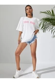 Kadın Cool Mom Baskılı Oversize Bisiklet Yaka T-shirt - 11