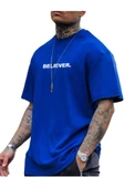 Erkek Believer Baskılı Oversize T-shirt - 5