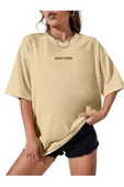 Kadın New York Baskılı Oversize T-Shirt - 1