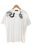 Erkek Yılan Baskılı Oversize Bisiklet Yaka T-Shirt - 2