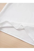Kadın Beyaz Saç Baskılı Oversize Bisiklet Yaka T-shirt - 3