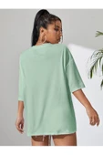 Kadın Cool Mom Baskılı Oversize Bisiklet Yaka T-shirt - 8