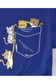 Kadın Kedi Cep Baskılı Regular T-shirt - 8