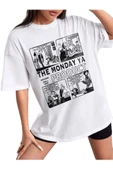 Kadın Beyaz The Monday Baskılı Oversize T-shirt - 1
