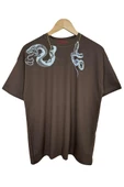 Erkek Yılan Baskılı Oversize Bisiklet Yaka T-Shirt - 4