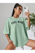 Kadın Cool Mom Baskılı Oversize Bisiklet Yaka T-shirt - 7