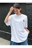 Kadın Life Sırt Baskılı Oversize Bisiklet Yaka T-shirt - 8