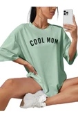 Kadın Cool Mom Baskılı Oversize Bisiklet Yaka T-shirt - 4