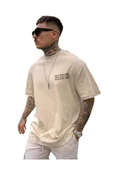 Erkek Faith Over Baskılı Oversize T-shirt - 1