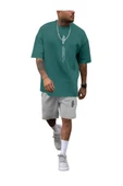Erkek Dikey Baskılı T-Shirt Şort - 8