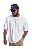 Erkek Göğüs Dikey Baskılı Oversize T-shirt - 2