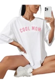 Kadın Cool Mom Baskılı Oversize Bisiklet Yaka T-shirt - 2
