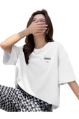 Unisex Beyaz Sweet Baskılı Oversize Tshirt - 1