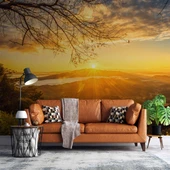 Dağ Manzaralı Gündoğumu Duvar Kağıdı Baskı thumbnail 1