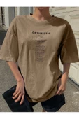 Unisex Optimistic Baskılı Oversize Tshirt - 11