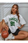 Unisex Los Angeles Baskılı Oversize T-shirt - 8