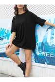 Unisex Düz Renk Oversize T-shirt - 5