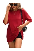 Unisex Düz Renk Oversize T-shirt - 3