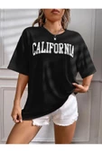 Unisex Siyah California Baskılı Oversize Tshirt - 2