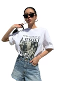 Unisex Beyaz A Perfect Baskılı Oversize Bisiklet Yaka T-shirt - 2