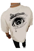 Unisex Stay Göz Sırt Baskılı Oversize T-shirt - 1