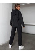 Kadın Siyah Mıchıgan Baskılı Oversize Kapüşonlu Takım - 8