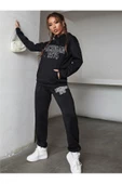 Kadın Siyah Mıchıgan Baskılı Oversize Kapüşonlu Takım - 7