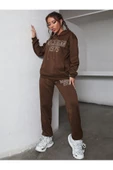 Kadın Siyah Mıchıgan Baskılı Oversize Kapüşonlu Takım - 3
