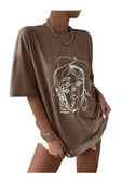Unisex Yüz Baskılı Oversize Tshirt - 3