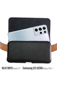 Samsung Galaxy S21 Ultra Kılıf - Kemer Kılıfı Kapaklı Bele Takılan Telefon Kılıfı Siyah thumbnail 1