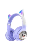 Kedi Kulaklık Bluetooh Kablosuz Kız ve Erkek Çocuklar İçin Hediye Önerisi Renkli Kedi Kulaklıklar thumbnail 1