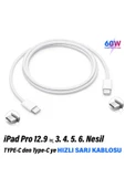 Tablet iPad Pro 12.9inç 3. 4. 5. 6. Nesil Uyumlu Şarj Kablosu Type-C 60W - 1