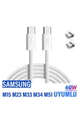 Samsung M15 M23 M33 M34 M51 Hızlı Şarj Kablosu Type-C den Type-C ye Şarj Kablosu thumbnail 1