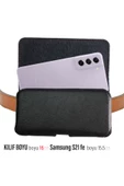 Samsung S21FE Kemer Kılıfı Kapaklı Suni Deri S21 FE Kılıf Siyah thumbnail 1