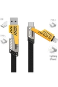 Çoklu Şarj Kablosu USB Type-C iPhone iPad Lightning 4 in 1 Şarj ve Data Kablosu - 4