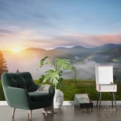 Dağ Bulut Gündoğumu Manzaralı Duvar Kağıdı Baskı thumbnail 6