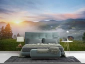 Dağ Bulut Gündoğumu Manzaralı Duvar Kağıdı Baskı thumbnail 2