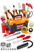 Premium 38 Pcs Full Takım Kargaburun,Pense,3 Metre,Çekiç,Yıldız,Düz,Tornavida,Eldiven Tamir Set thumbnail 1