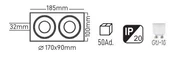 Maxled Sıva Altı Dekoratif Saten-Siyah İkili Spot Kasası MX-2039 G10 Duy Dahil - 3