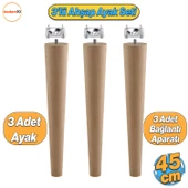 Ahşap Mobilya Ayağı 3 Adet Aparatlı 45 cm Sehpa Zigon Orta Masa Puf Tabure Tv Ünitesi Ayakları M8 thumbnail 1