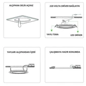Maxled 3W Siyah Kasa Yuvarlak Sıva Altı Led Panel 6500K Beyaz MX-1016 - 5