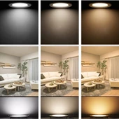 Maxled 9W Siyah Kasa Yuvarlak Sıva Altı Led Panel 6500K Beyaz thumbnail 4