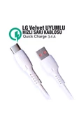 LG Velvet Uyumlu Şarj Kablosu Hızlı Şarj 3.4A LG Velvet LM G910 Kablosu thumbnail 1